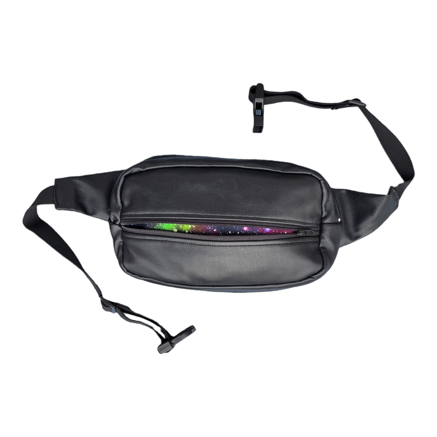 Black Faux Leather with Galaxy Fanny Pack