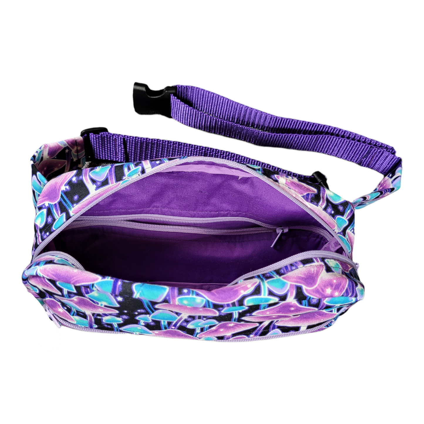 GLOW-IN-THE-DARK Purple Mushroom Fanny Pack