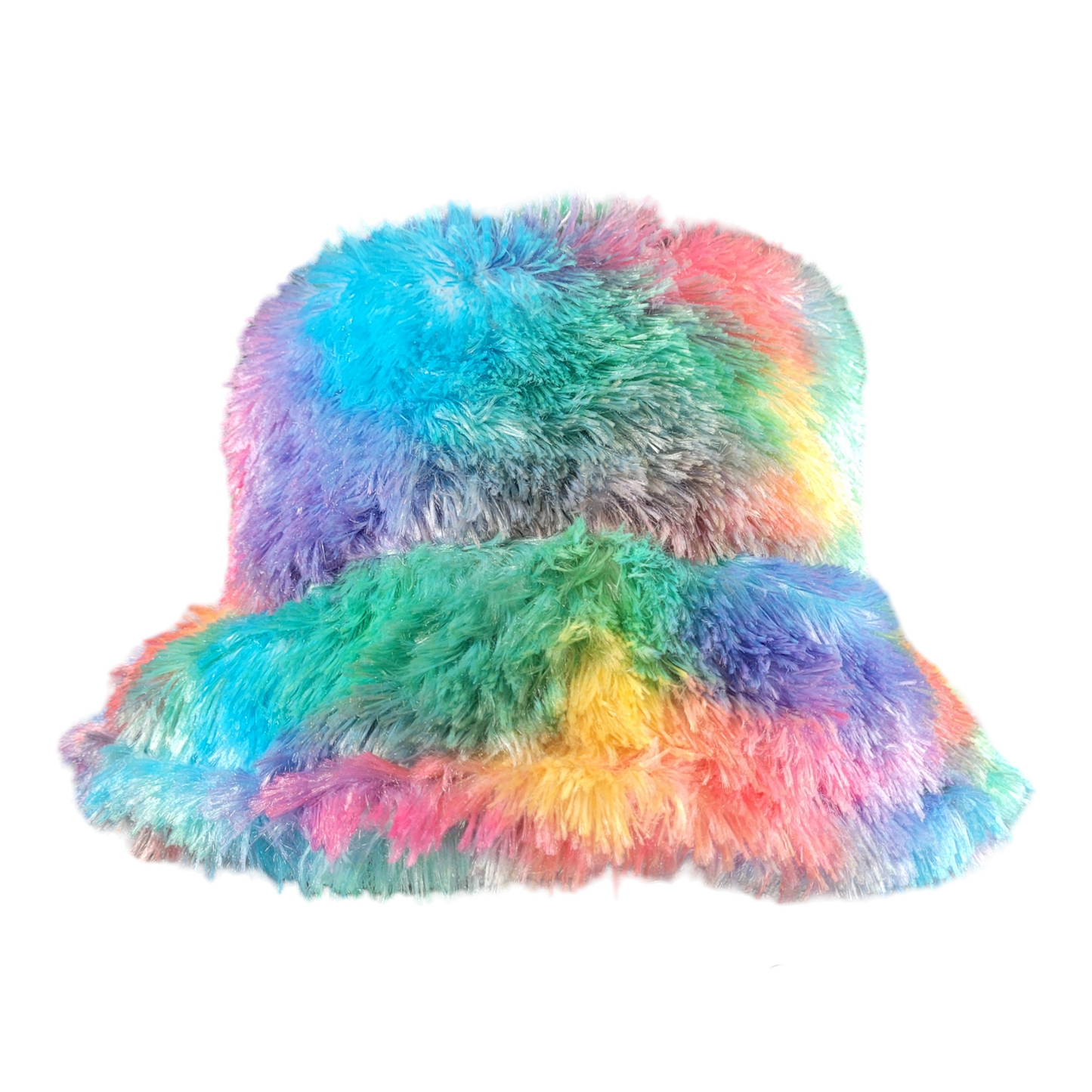 Fuzzy Rainbow Bucket Hat