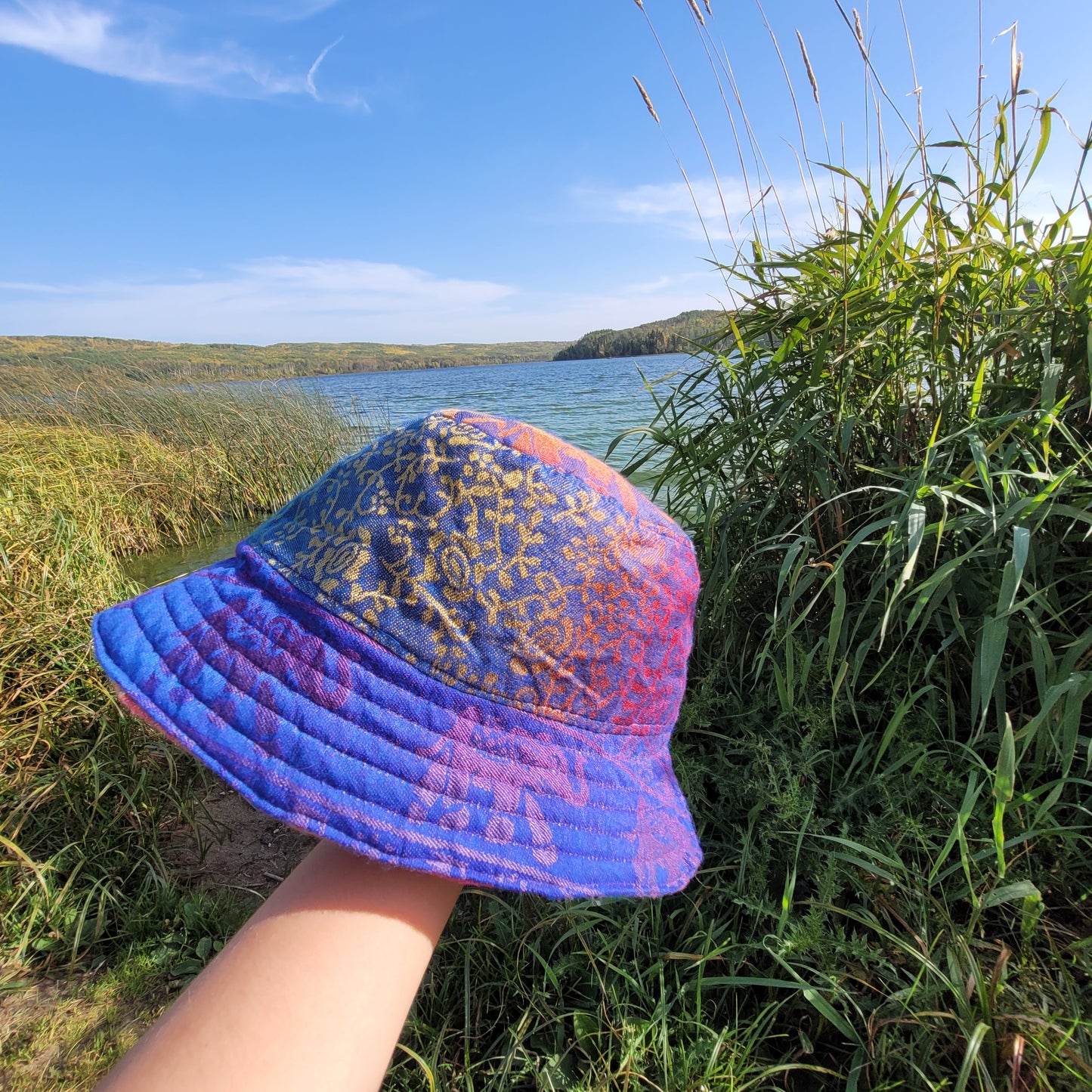 REVERSIBLE Pashmina Bucket Hat -Rainbow Elephant