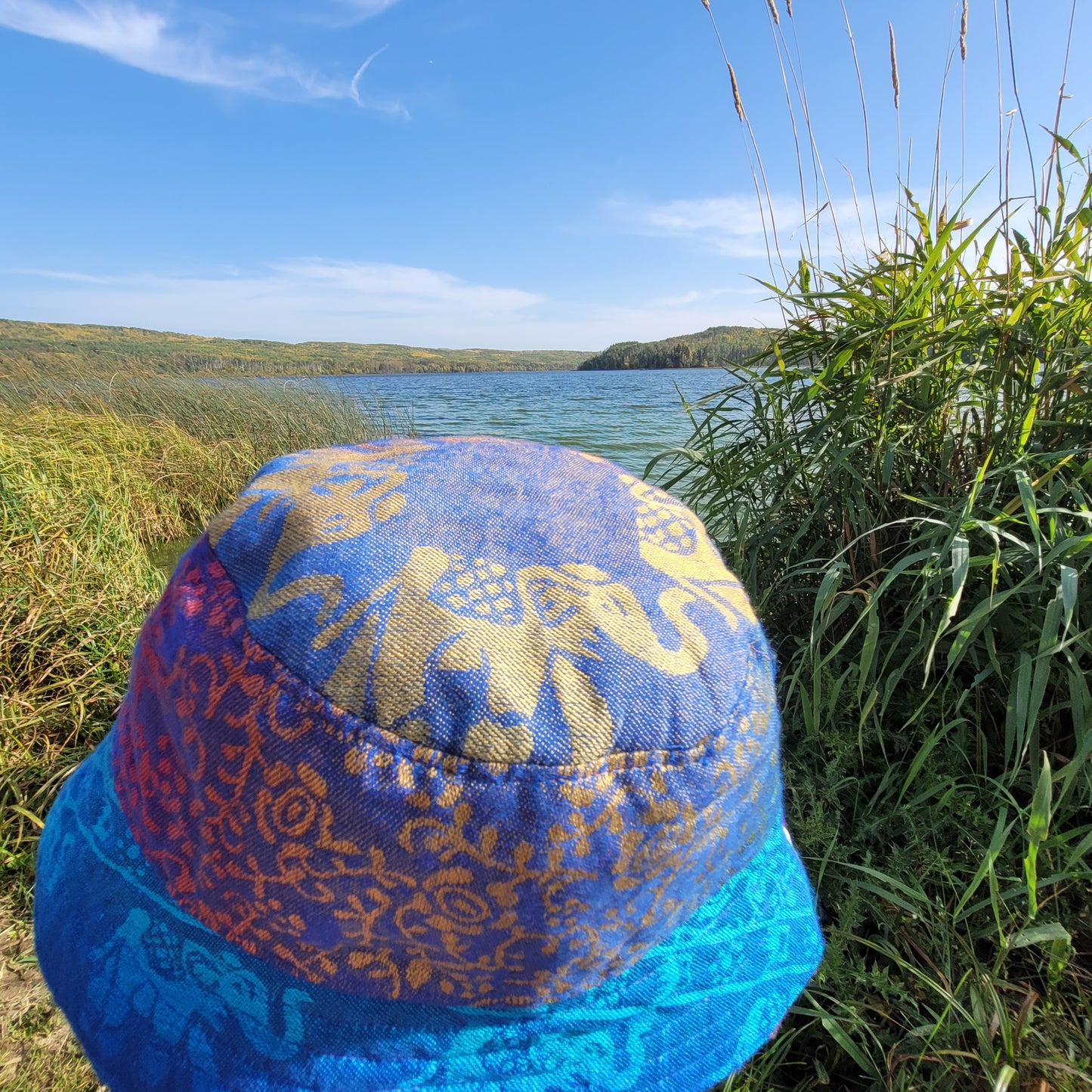 REVERSIBLE Pashmina Bucket Hat -Rainbow Elephant