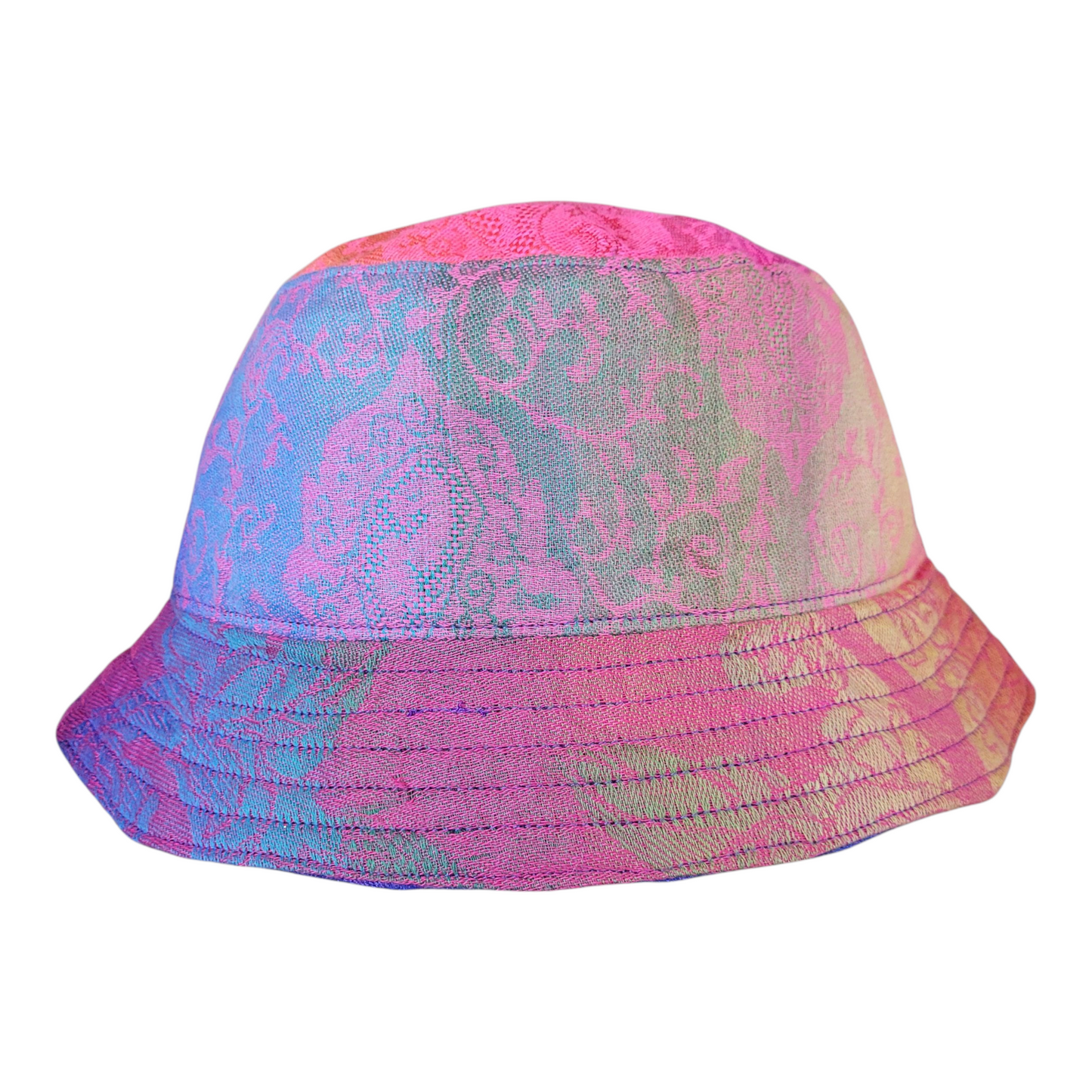 REVERSIBLE Pashmina Bucket Hat -Rainbow Elephant