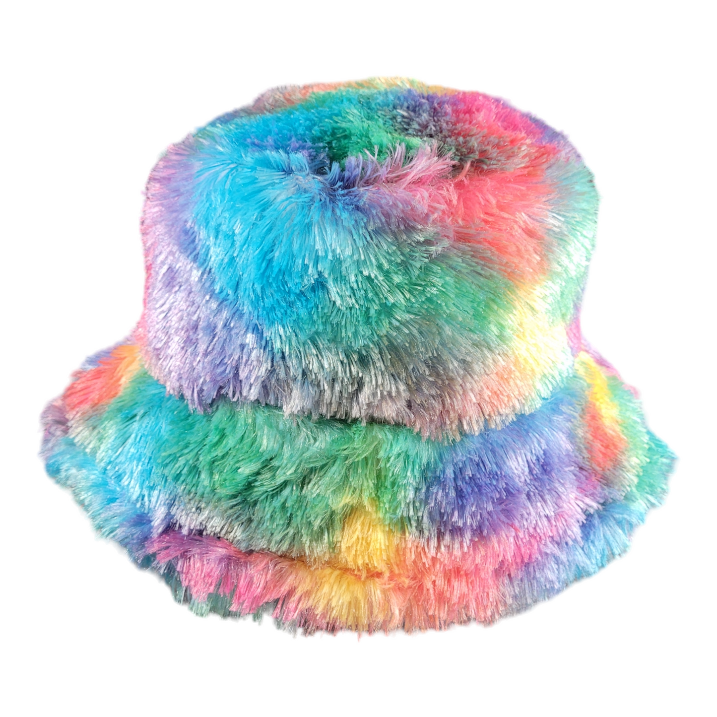 Fuzzy Rainbow Bucket Hat
