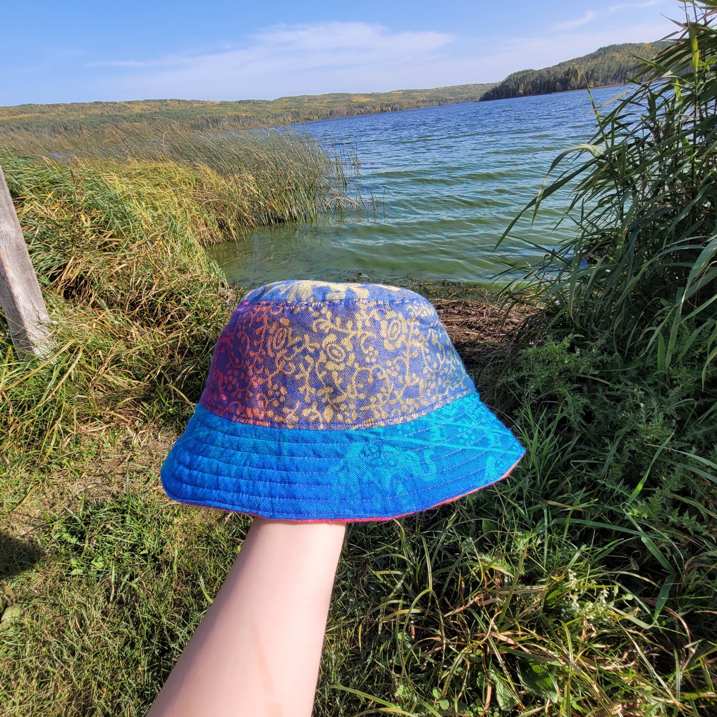 REVERSIBLE Pashmina Bucket Hat -Rainbow Elephant