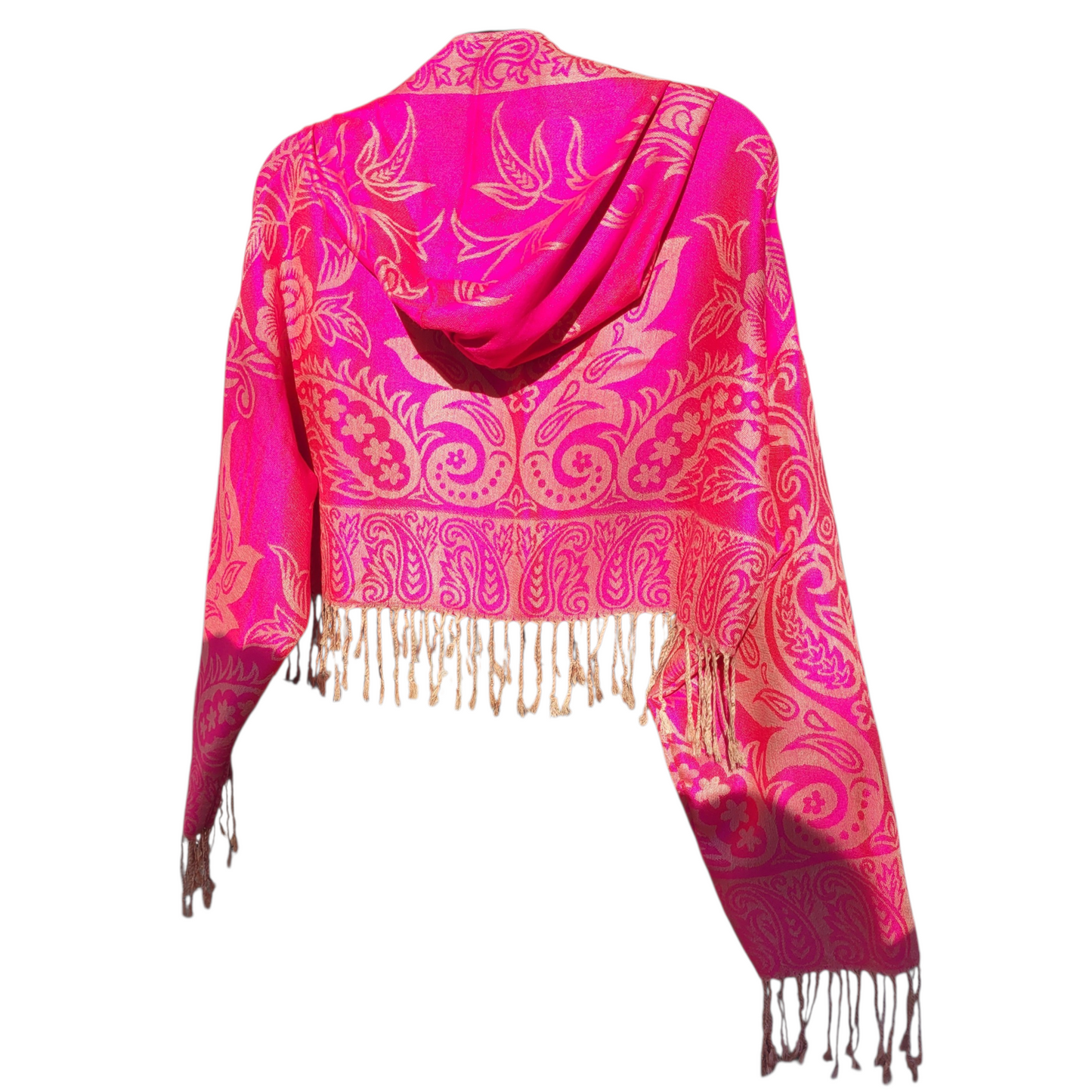 Hot Pink Pashmina Hoodie - Cropped