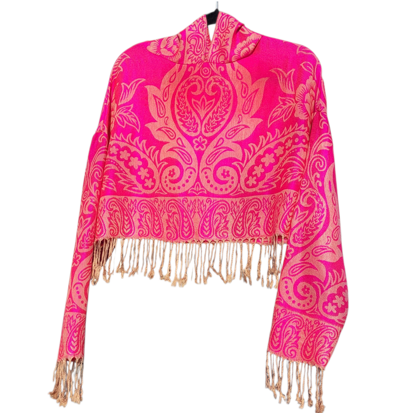 Hot Pink Pashmina Hoodie - Cropped