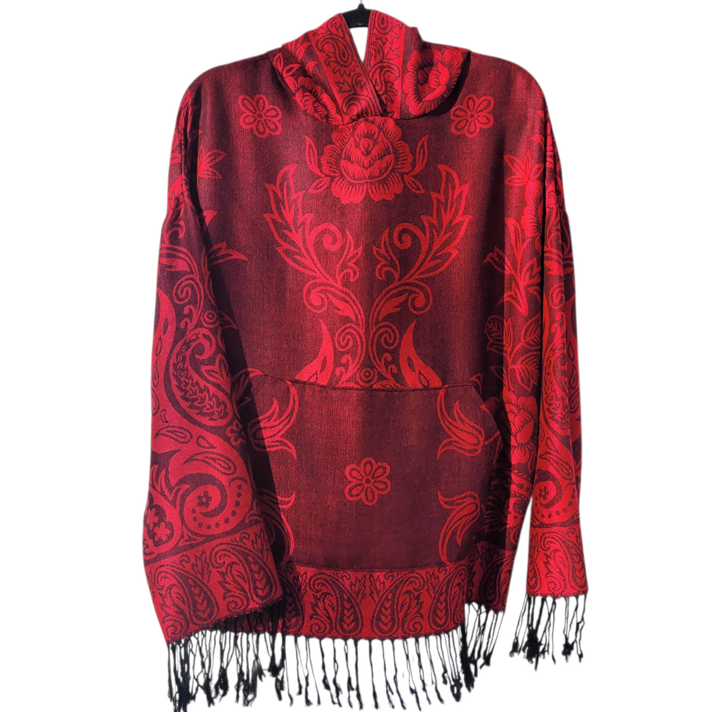 Red/Black Pashmina Hoodie - Full Length