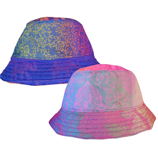 REVERSIBLE Pashmina Bucket Hat -Rainbow Elephant