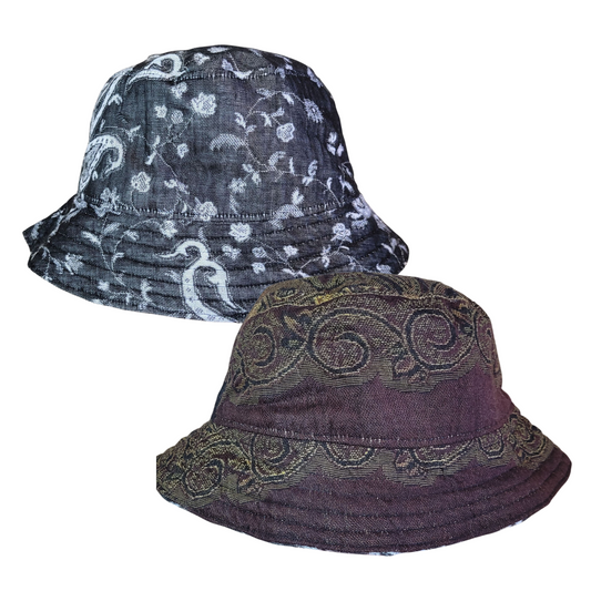 REVERSIBLE Pashmina Bucket Hat -Nocturnal Bloom