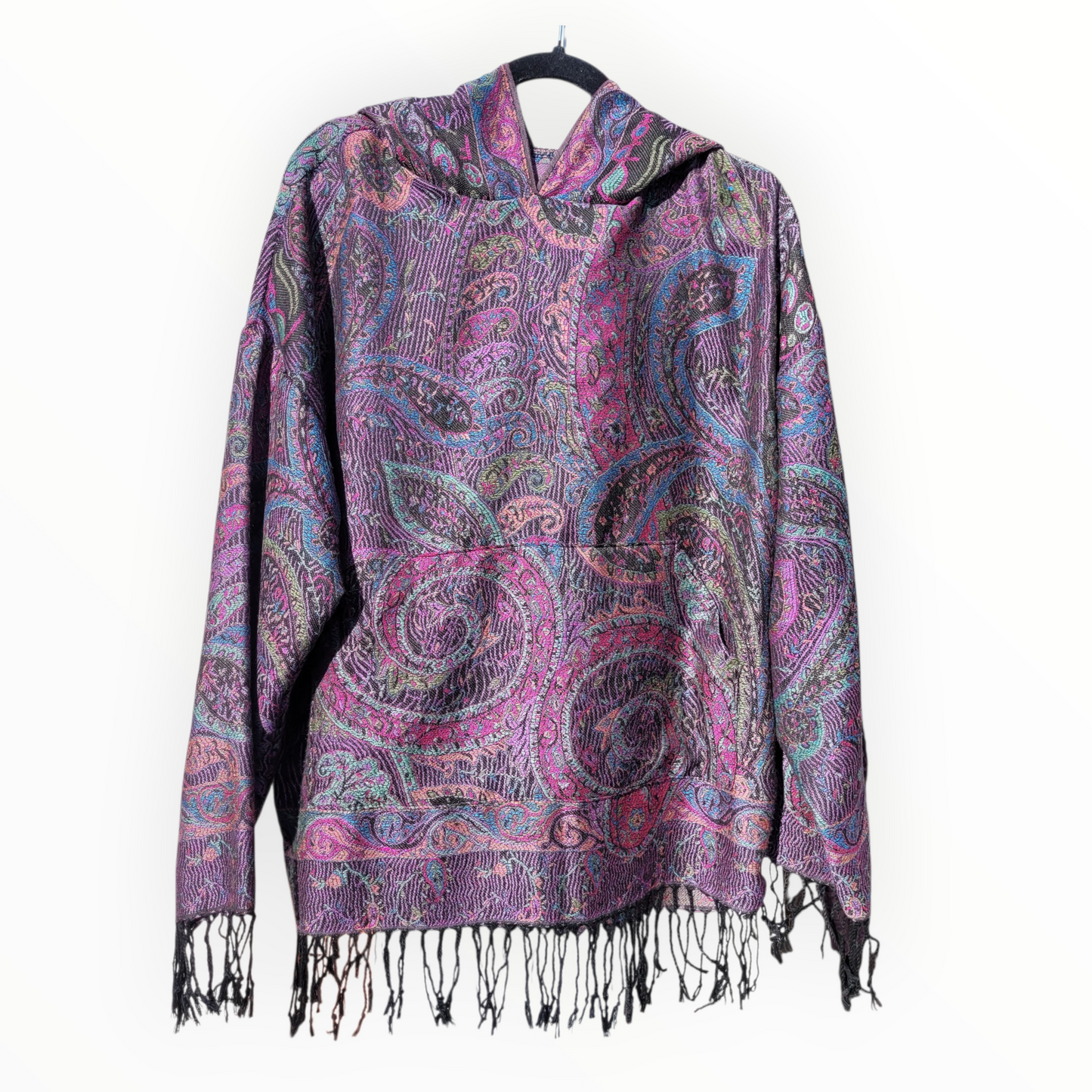 Black/Purple Pashmina Hoodie - Full Length