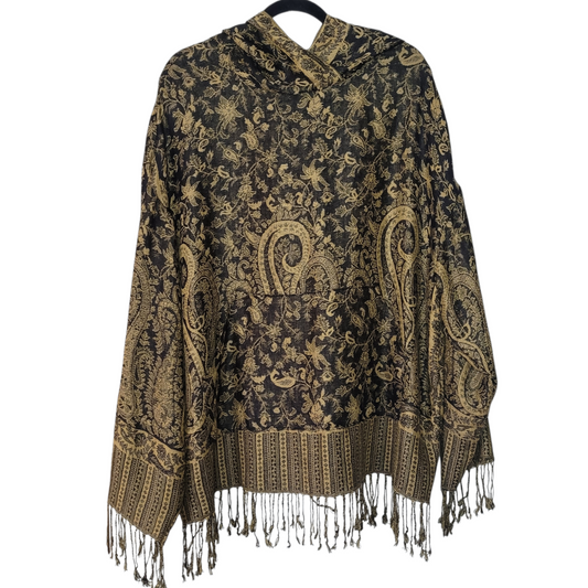 Black/Yellow Pashmina Hoodie - Full Length