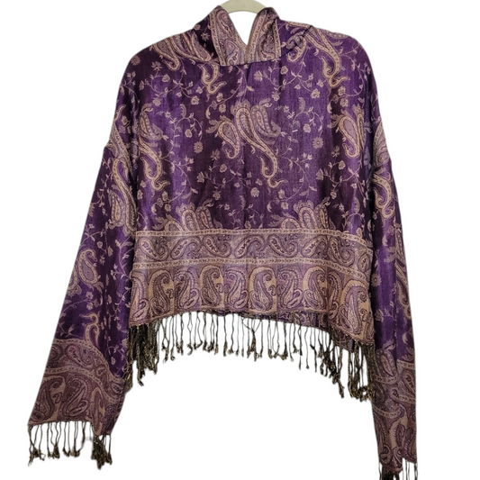Paisley Plum - Cropped Pashmina Hoodie