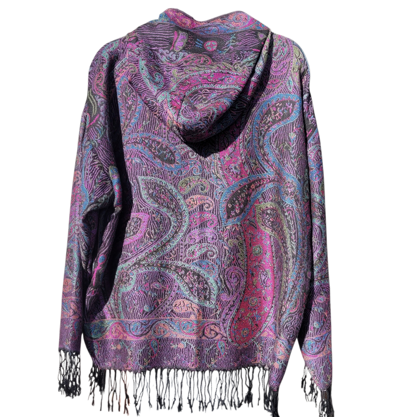 Black/Purple Pashmina Hoodie - Full Length