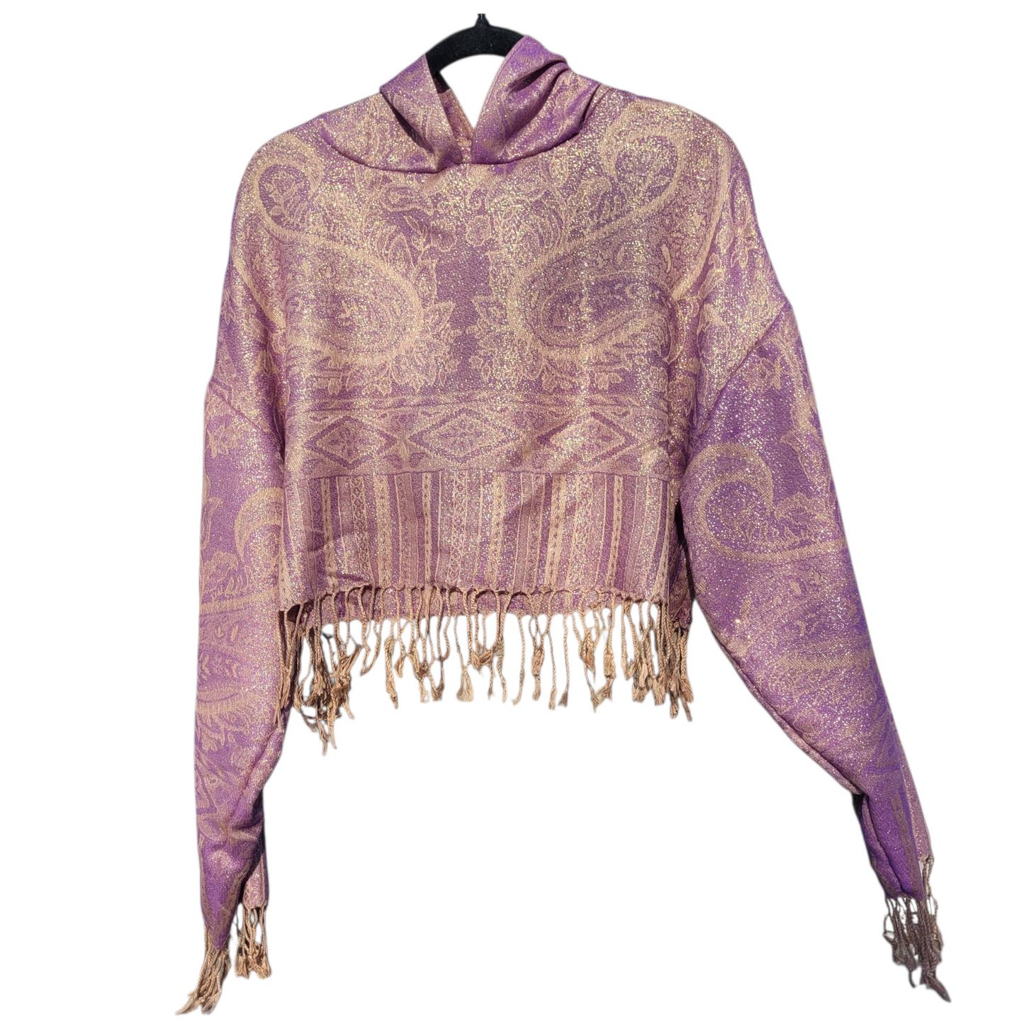 Purple/Gold Pashmina Hoodie - Cropped