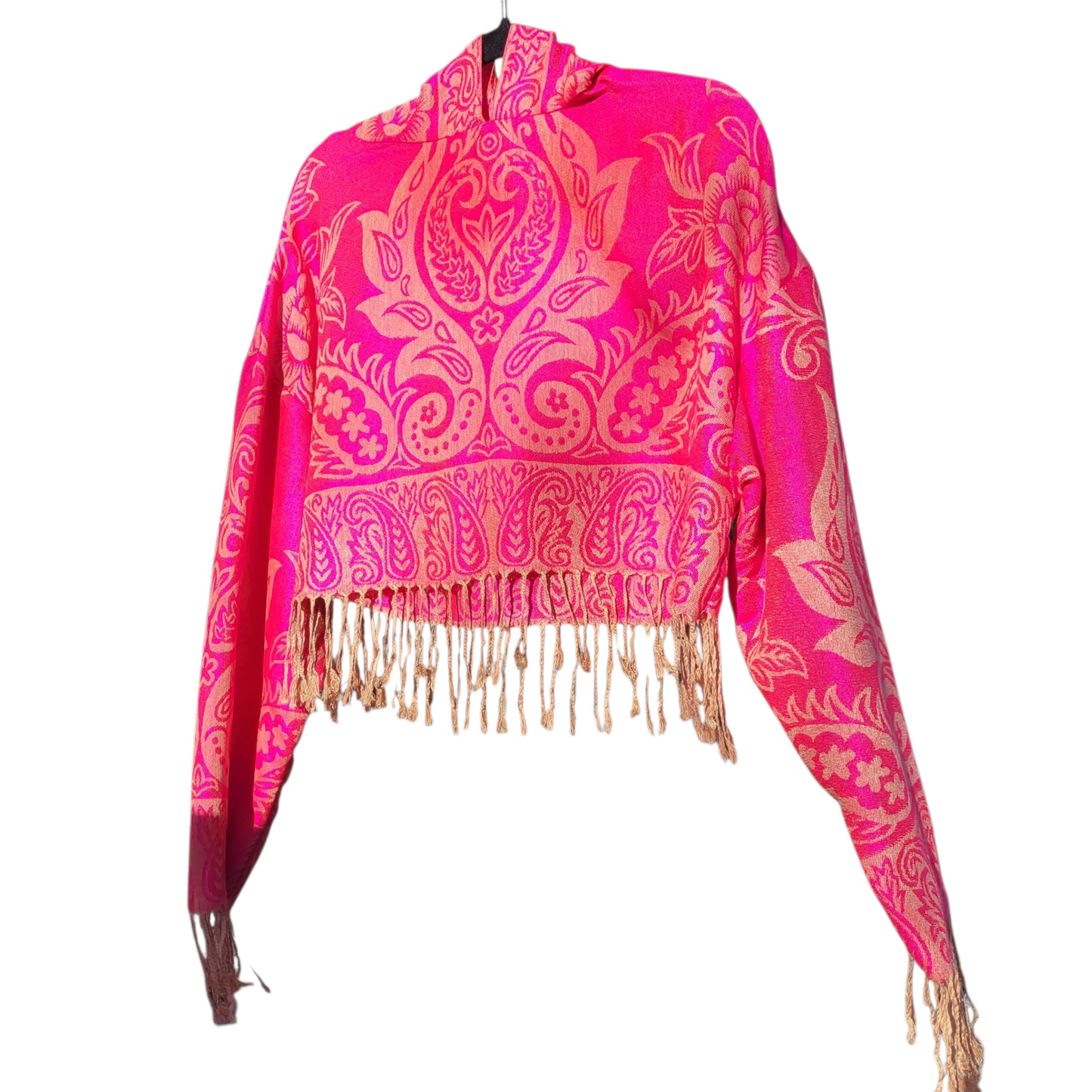 Hot Pink Pashmina Hoodie - Cropped