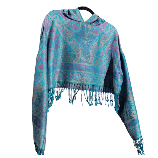 Blue Pashmina Hoodie- Cropped