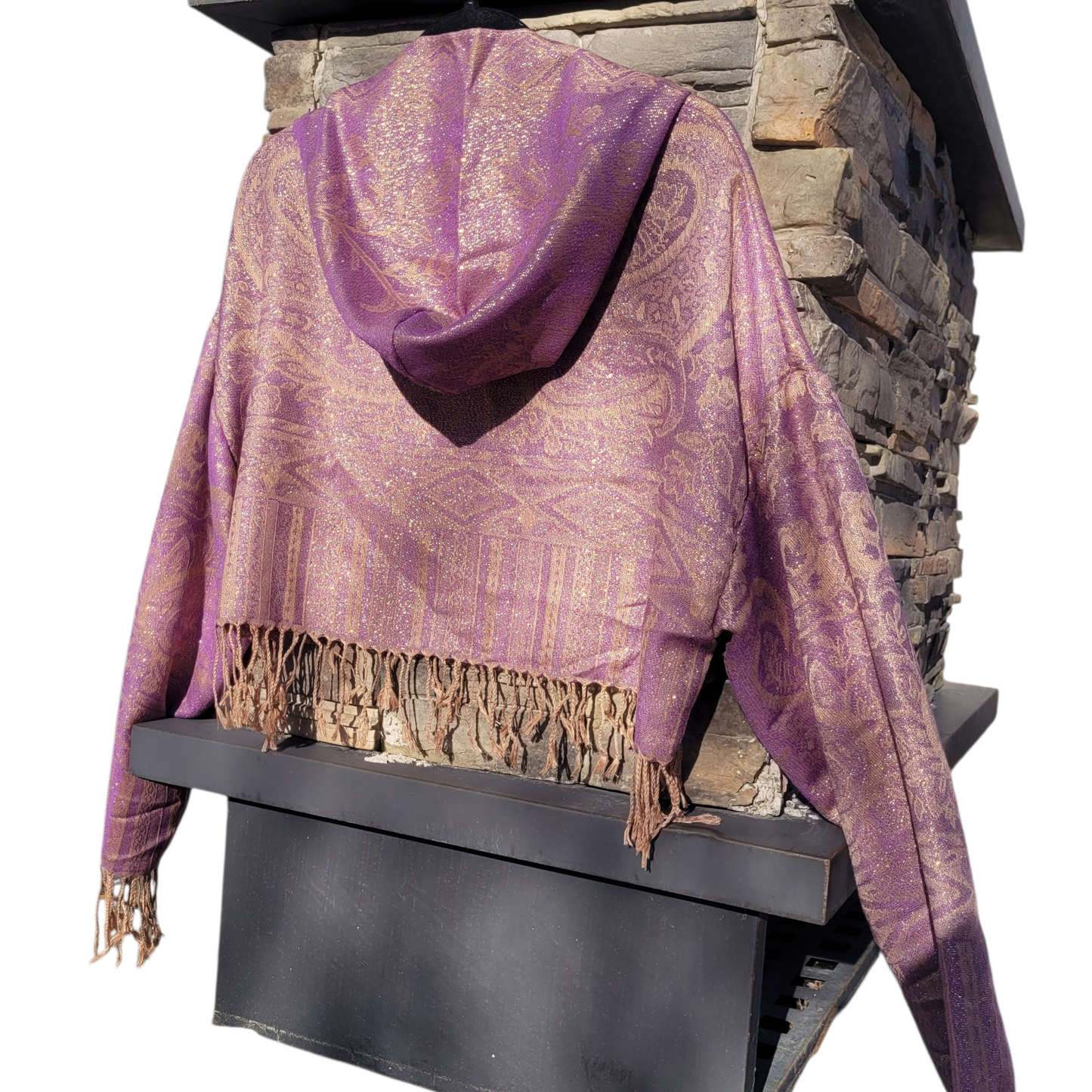 Purple/Gold Pashmina Hoodie - Cropped
