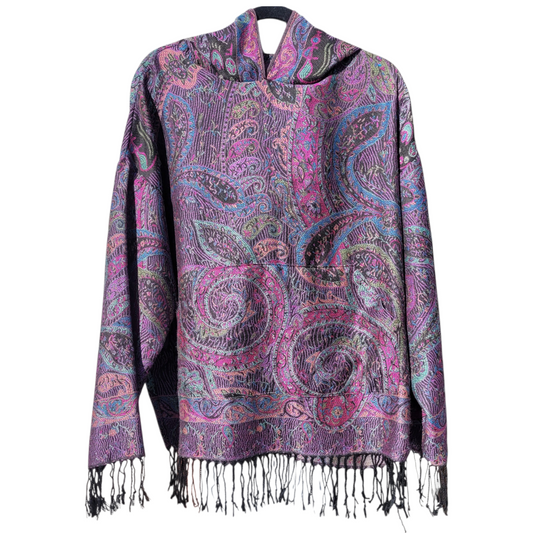 Black/Purple Pashmina Hoodie - Full Length