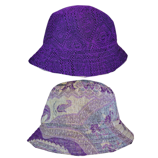 Reversible Pashmina Bucket Hat - Purple Mirage