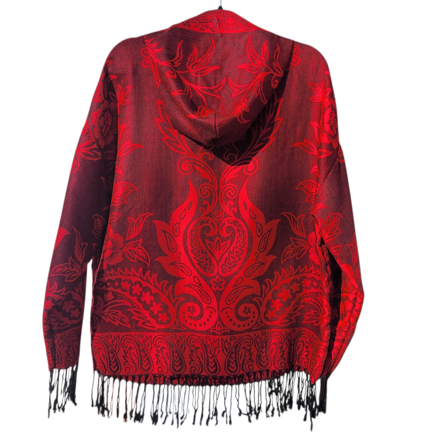 Red/Black Pashmina Hoodie - Full Length