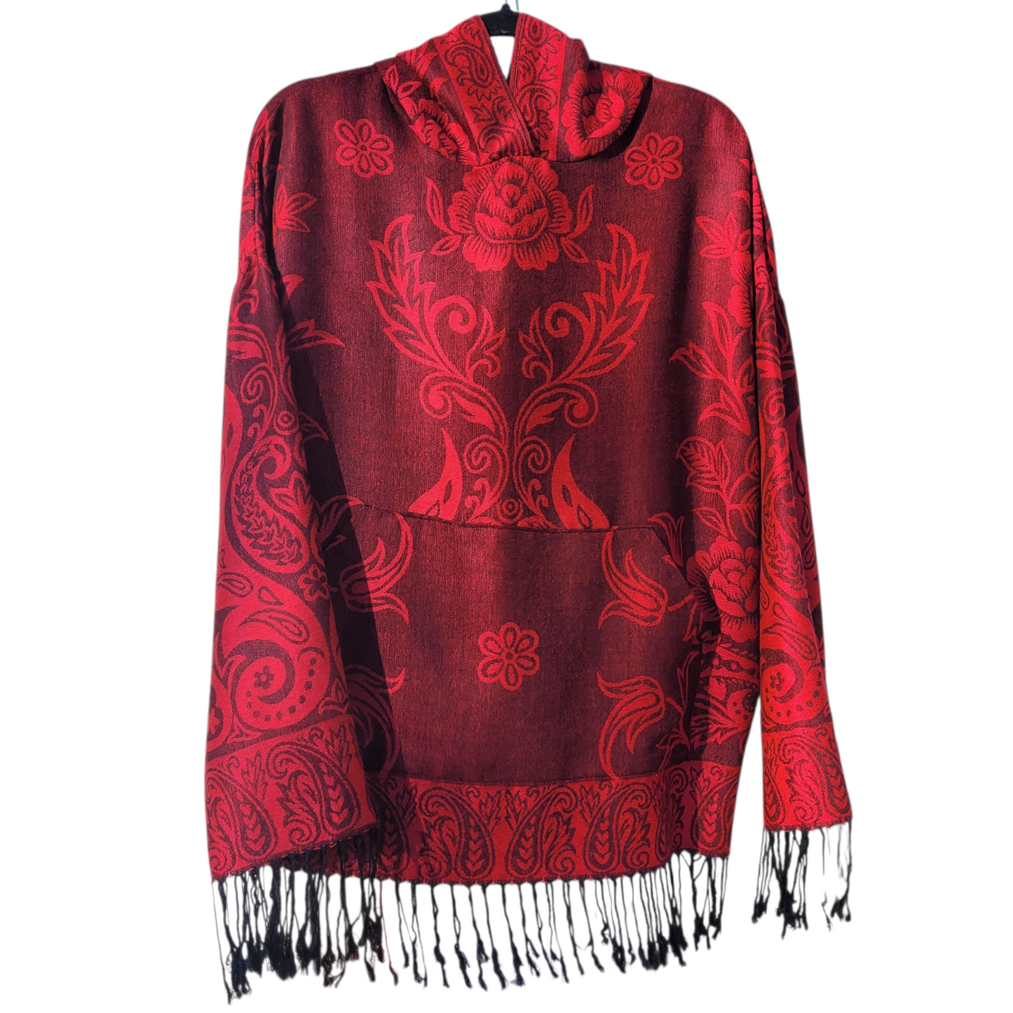 Red/Black Pashmina Hoodie - Full Length