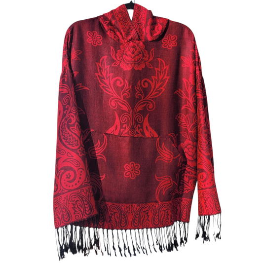Red/Black Pashmina Hoodie - Full Length